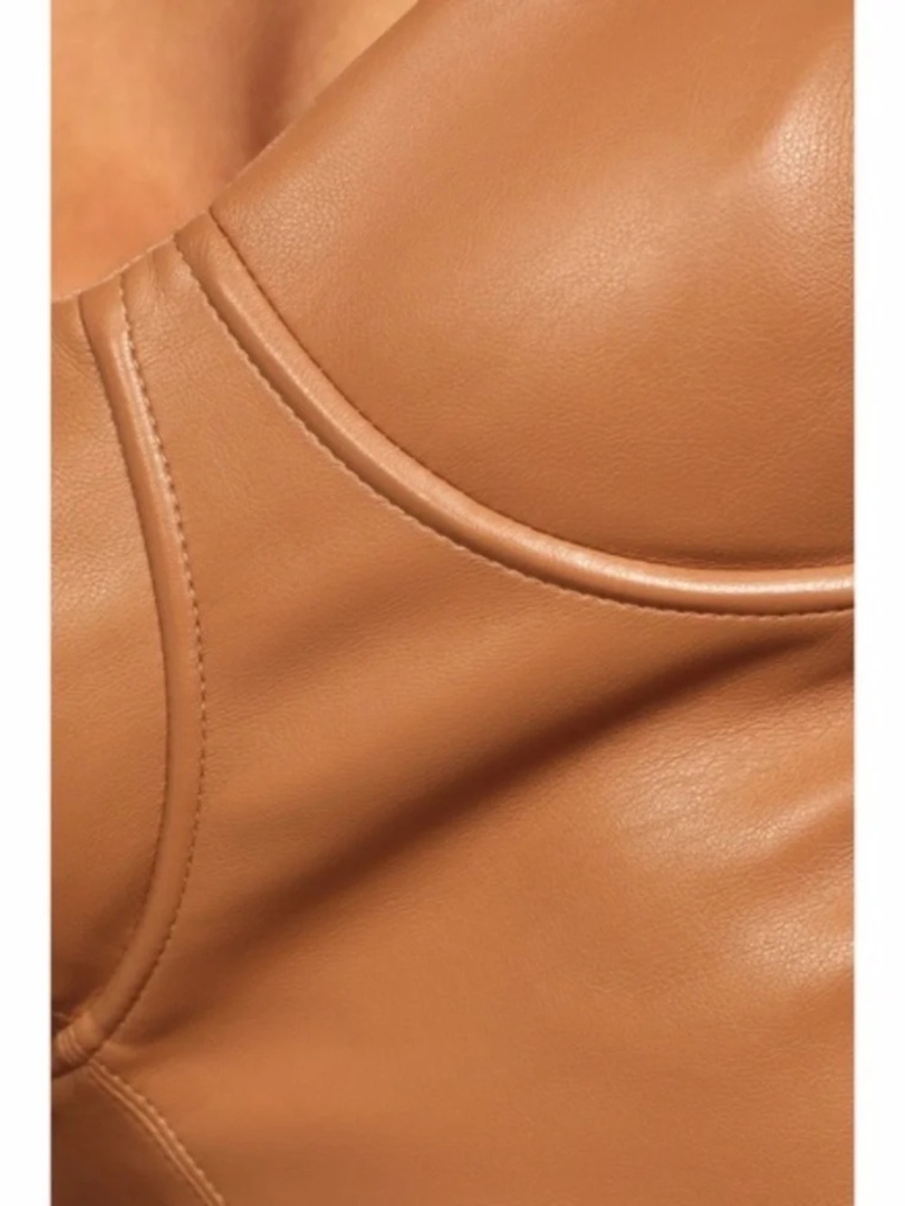 NEW Lulus Date Night Pick Vegan Leather Bustier Strapless Crop Top Tan Medium - Picture 7 of 12